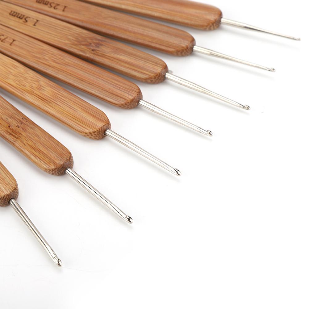 LAFGUR 20Pcs/Lot Crochet Hooks Needles Bamboo Handle Weave Sewing Tools Set Kit, Crochet Hooks Set, Crochet Tools Kit