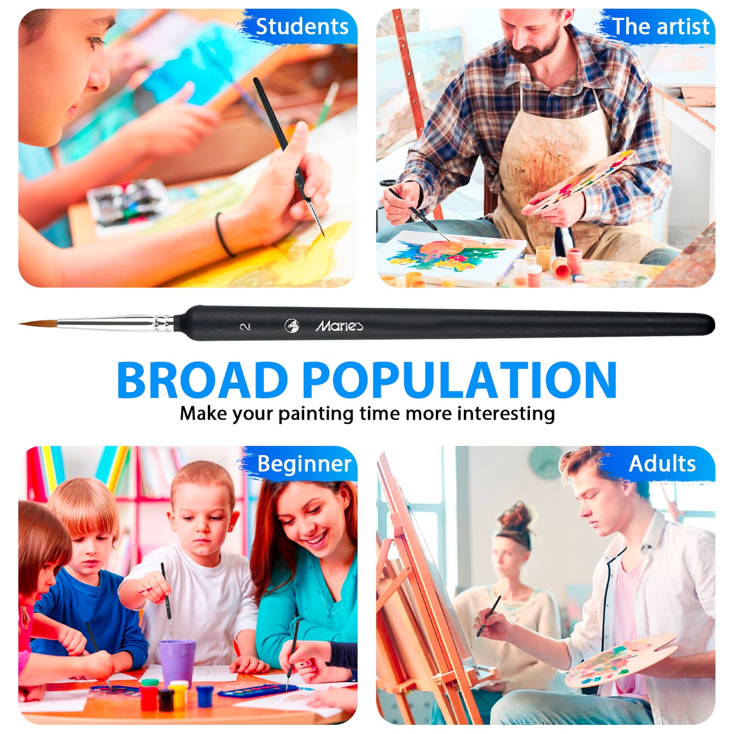 9 Pcs Miniature Painting Brushes Kit, EEEkit Detail Acrylic Paint Brushes Set for Gouache, Oil, Tempera, Enamel and Face Painting
