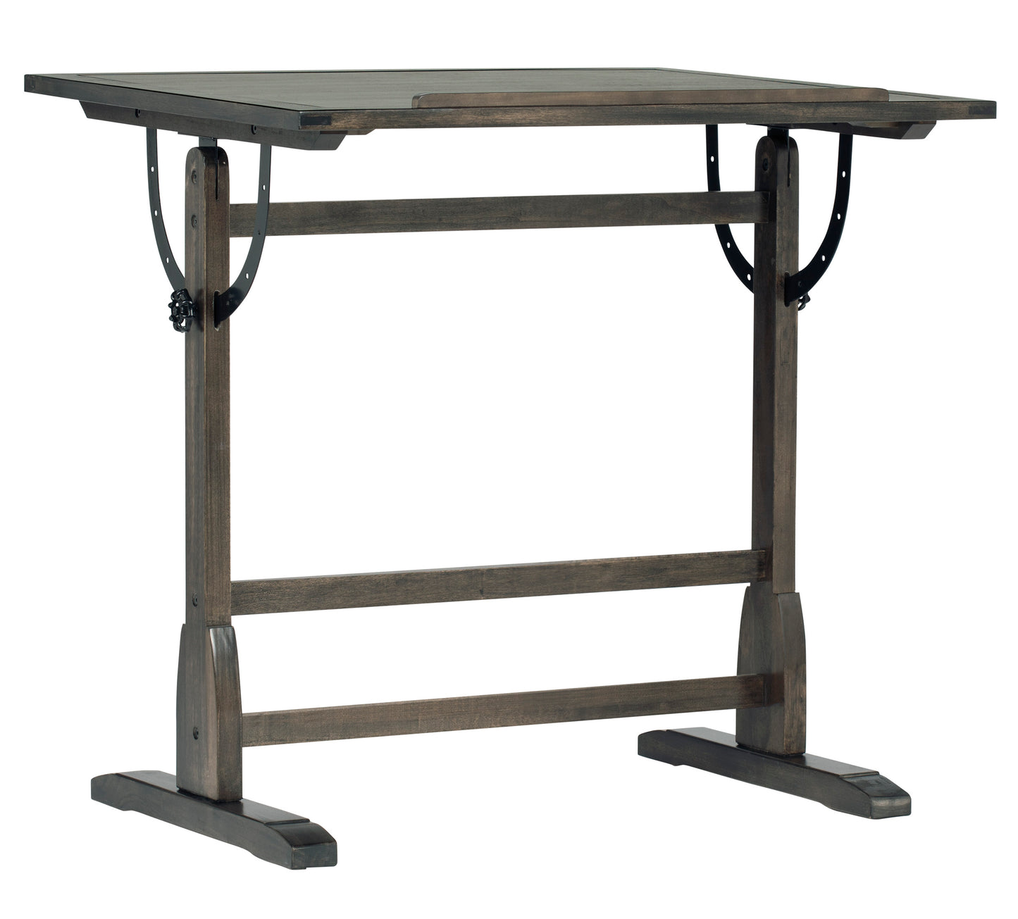 Vintage Solid Wood Drawing, Drafting Table with 36" Adjustable Tilting Top, 36''W x 24''D, Distressed Black