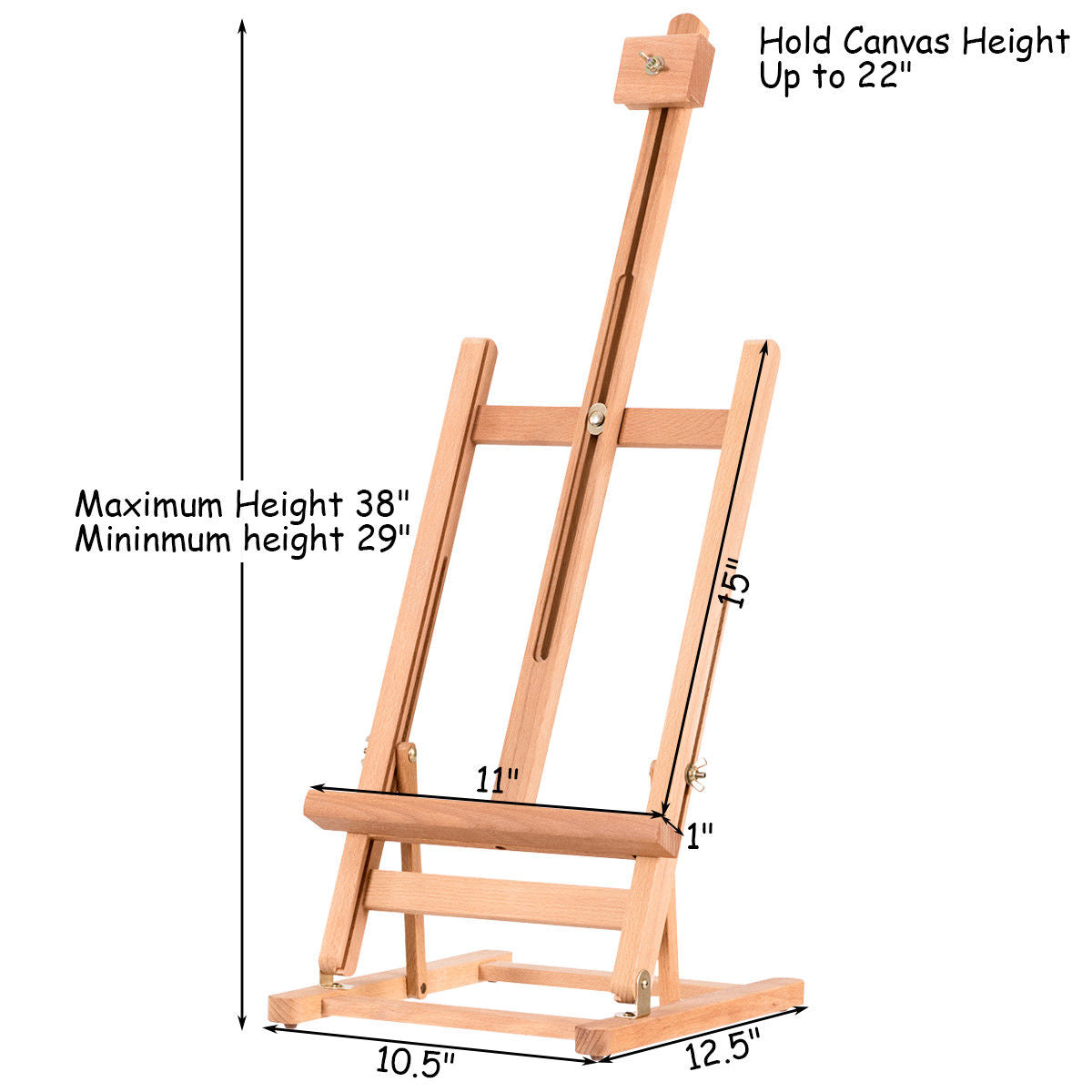 Costway Portable Wood Tabletop Easel H-Frame Adjustable Artist Painting Display Studio