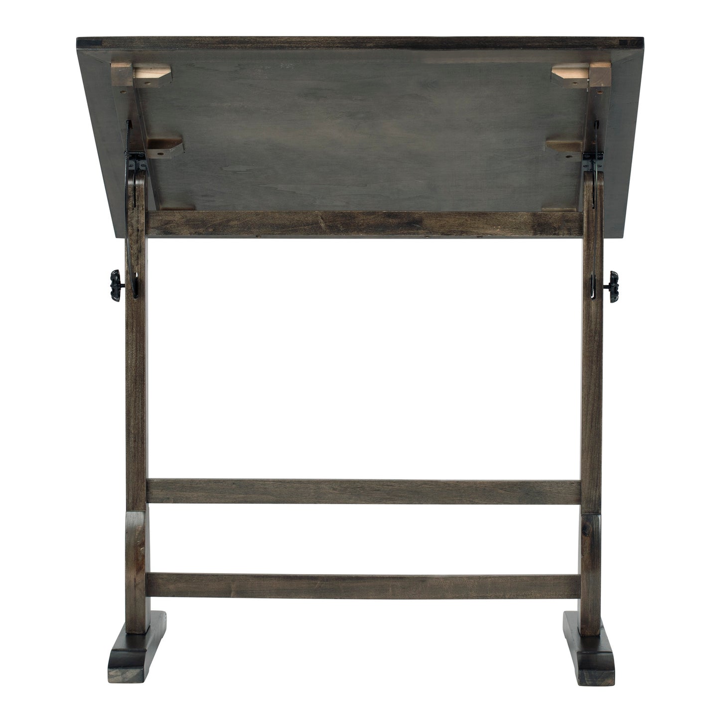 Vintage Solid Wood Drawing, Drafting Table with 36" Adjustable Tilting Top, 36''W x 24''D, Distressed Black