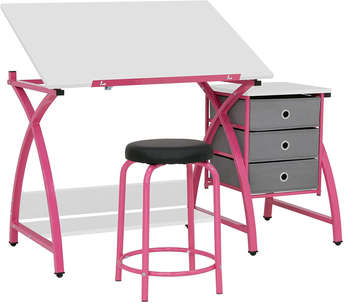 SD Studio Designs 2 Piece Venus Craft Table with Angle Adjustable Top and Stool