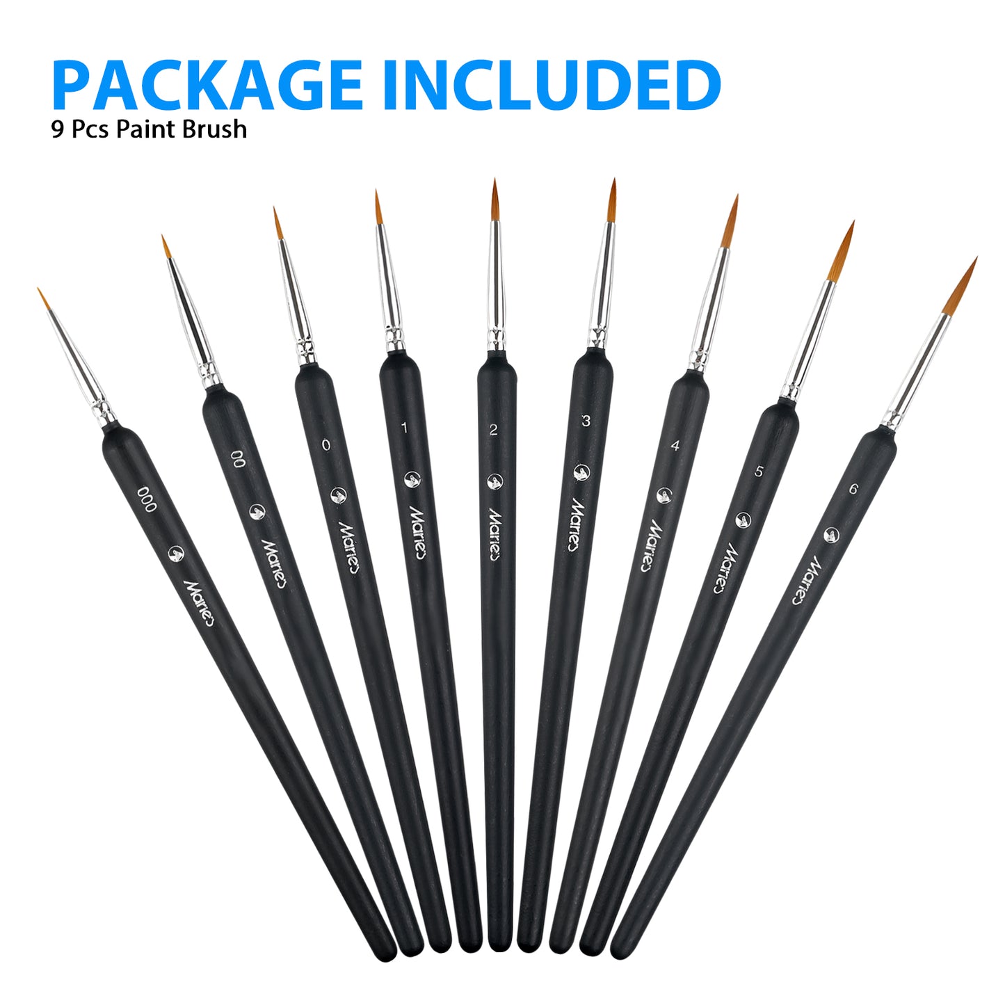 9 Pcs Miniature Painting Brushes Kit, EEEkit Detail Acrylic Paint Brushes Set for Gouache, Oil, Tempera, Enamel and Face Painting