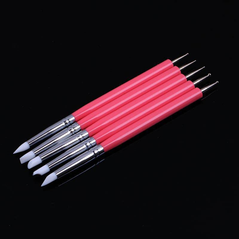 Ecjiuyi 9PCS Sculpting Tools,4PCS Double-Ended Metal Ceramic Clay Ball Stylus Dotting Tools and 5PCS 2 Way Silicone Polymer and Embossin Paper Flower Indentation Tool Set