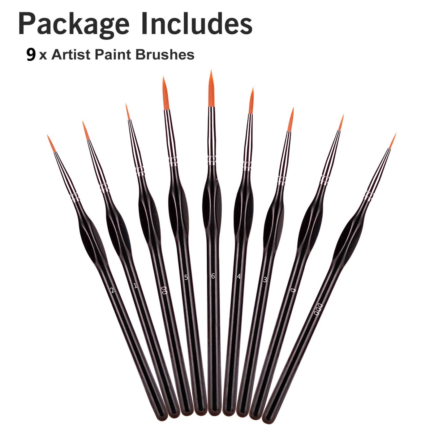 Micro Detail Paint Brush Set, EEEkit 9 PCS Sable Hair Tiny Professional Miniature Fine Detail Brushes
