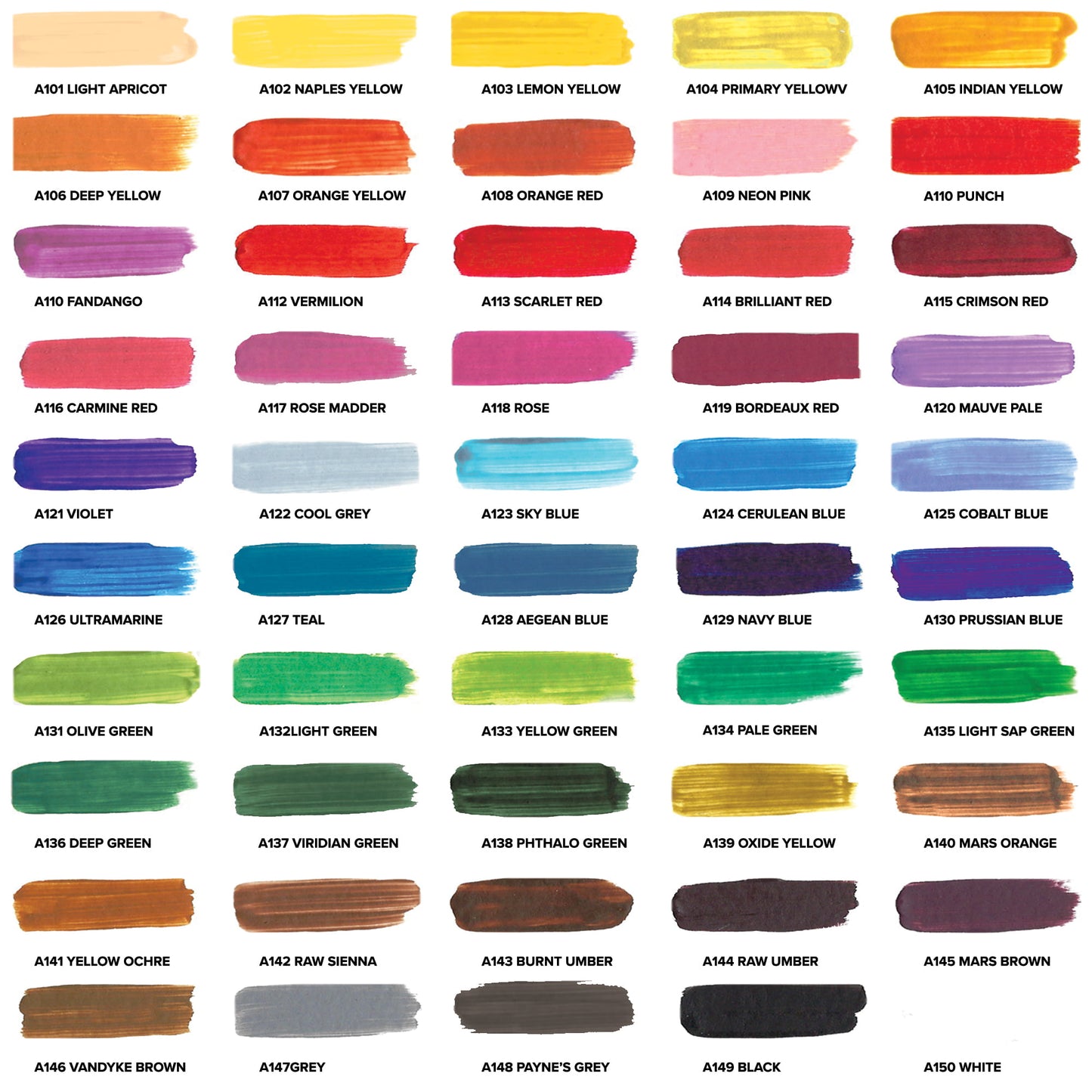 Professional Acrylic Paint Tubes Set of 50 by GenCrafts