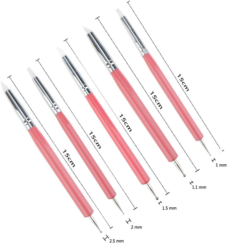 Ecjiuyi 9PCS Sculpting Tools,4PCS Double-Ended Metal Ceramic Clay Ball Stylus Dotting Tools and 5PCS 2 Way Silicone Polymer and Embossin Paper Flower Indentation Tool Set
