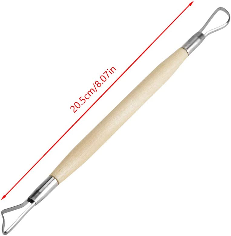 6Pcs Clay Sculpting Tools, Wooden Handle Double Ended Wax Carving Clay Sculpting Tools Set Pottery Modelling Shaping Craft Kit