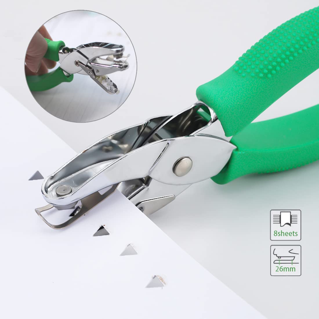1/4 and 1/8 Inch Small Single Hole Punch, 2 Pack Handheld Circle Shaped Hole Puncher with 8 Sheet Capacity for DIY Craft Paper, Tag & Ticket, Perfect for Home, Office, Back to School Supplies