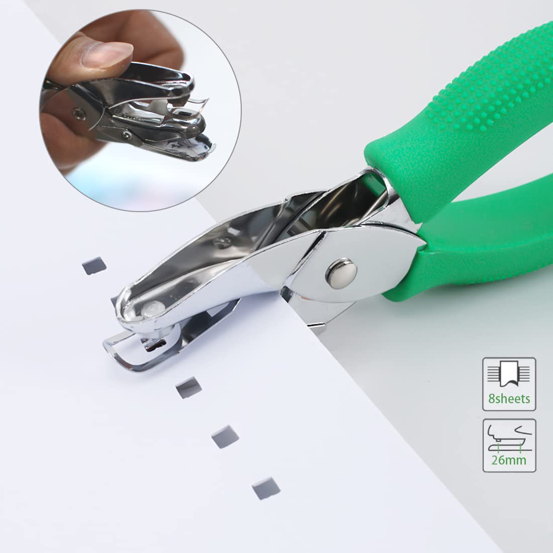 1/4 and 1/8 Inch Small Single Hole Punch, 2 Pack Handheld Circle Shaped Hole Puncher with 8 Sheet Capacity for DIY Craft Paper, Tag & Ticket, Perfect for Home, Office, Back to School Supplies