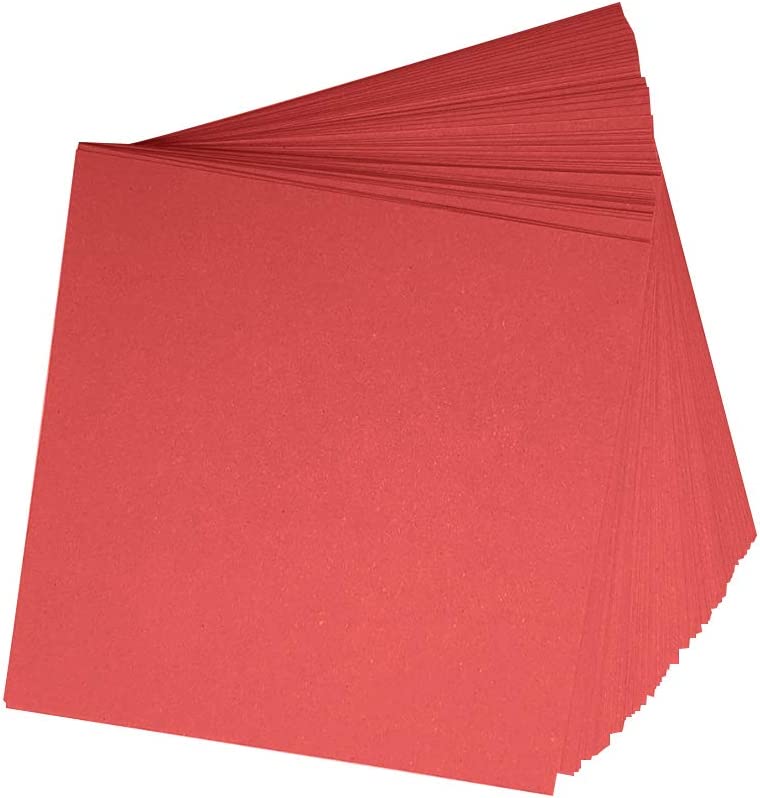 100 Origami Paper Double Sided Color Red 3x3 inches Square Easy Fold Paper for Folding Paper, Origami Cranes, Scrapbook Paper (#S16 Red)