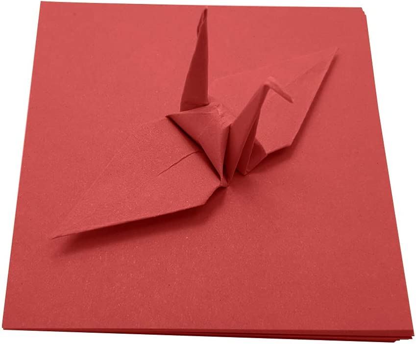 100 Origami Paper Double Sided Color Red 3x3 inches Square Easy Fold Paper for Folding Paper, Origami Cranes, Scrapbook Paper (#S16 Red)