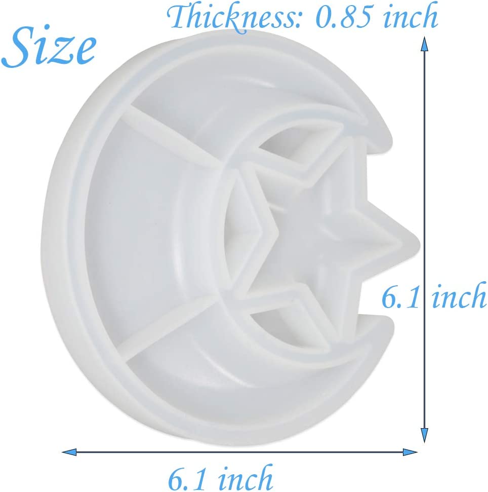 Moon and Star Tray Resin Molds, Crescent Casting Silicone Mould for DIY Display Stand Home Décor Trinket Holder Storage Rack