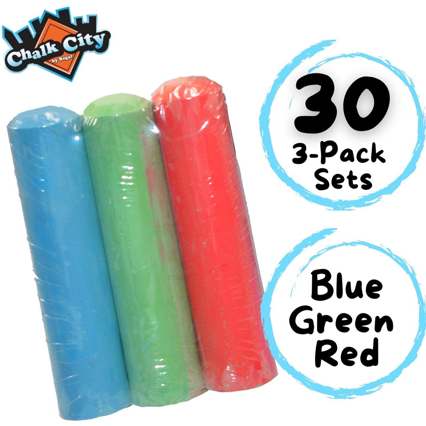 Chalk City Sidewalk Chalk for Kids Party Pack Washable Outdoor Jumbo Chalks Bucket 30 Count