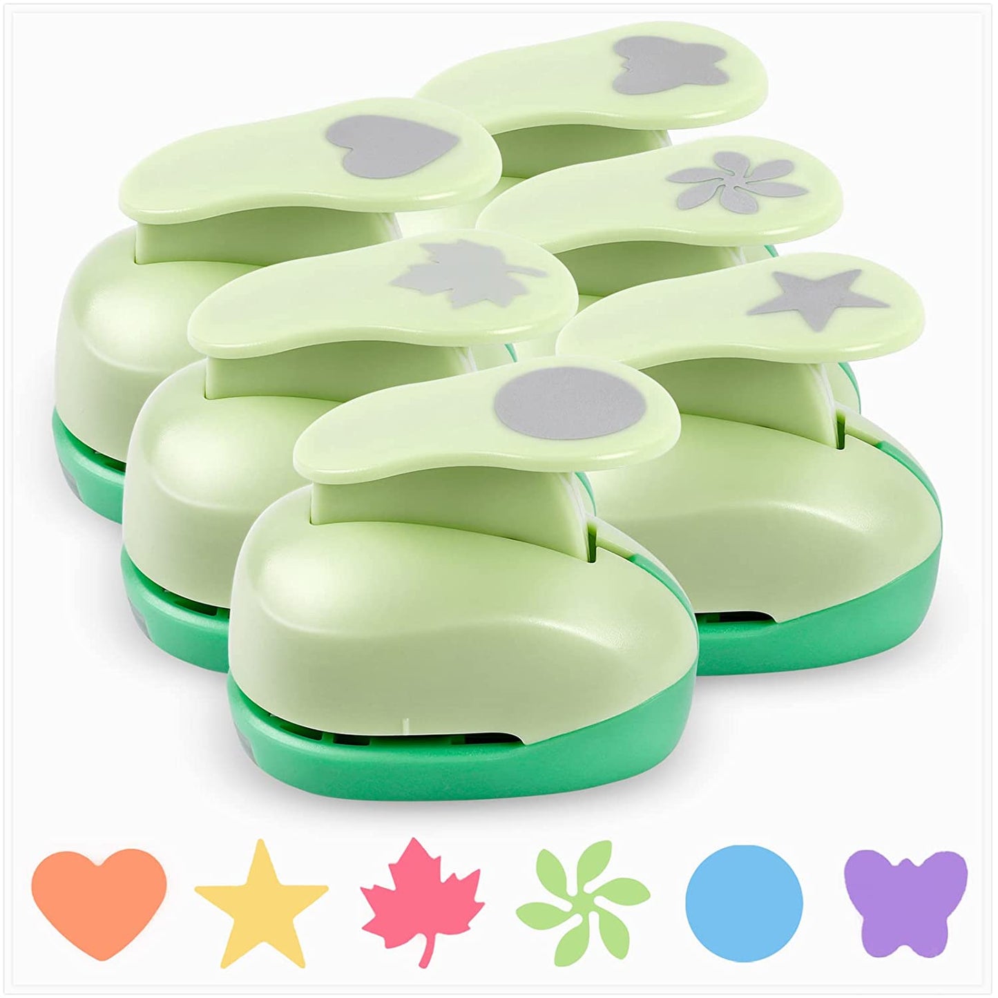 UCEC 6 Pcs Craft Hole Punch, 1-Inch Paper Puncher Handmade Hole Scrapbooking Punches, Different Shape Crafting Designs for Kindergarten Teacher Office Supplies Kids
