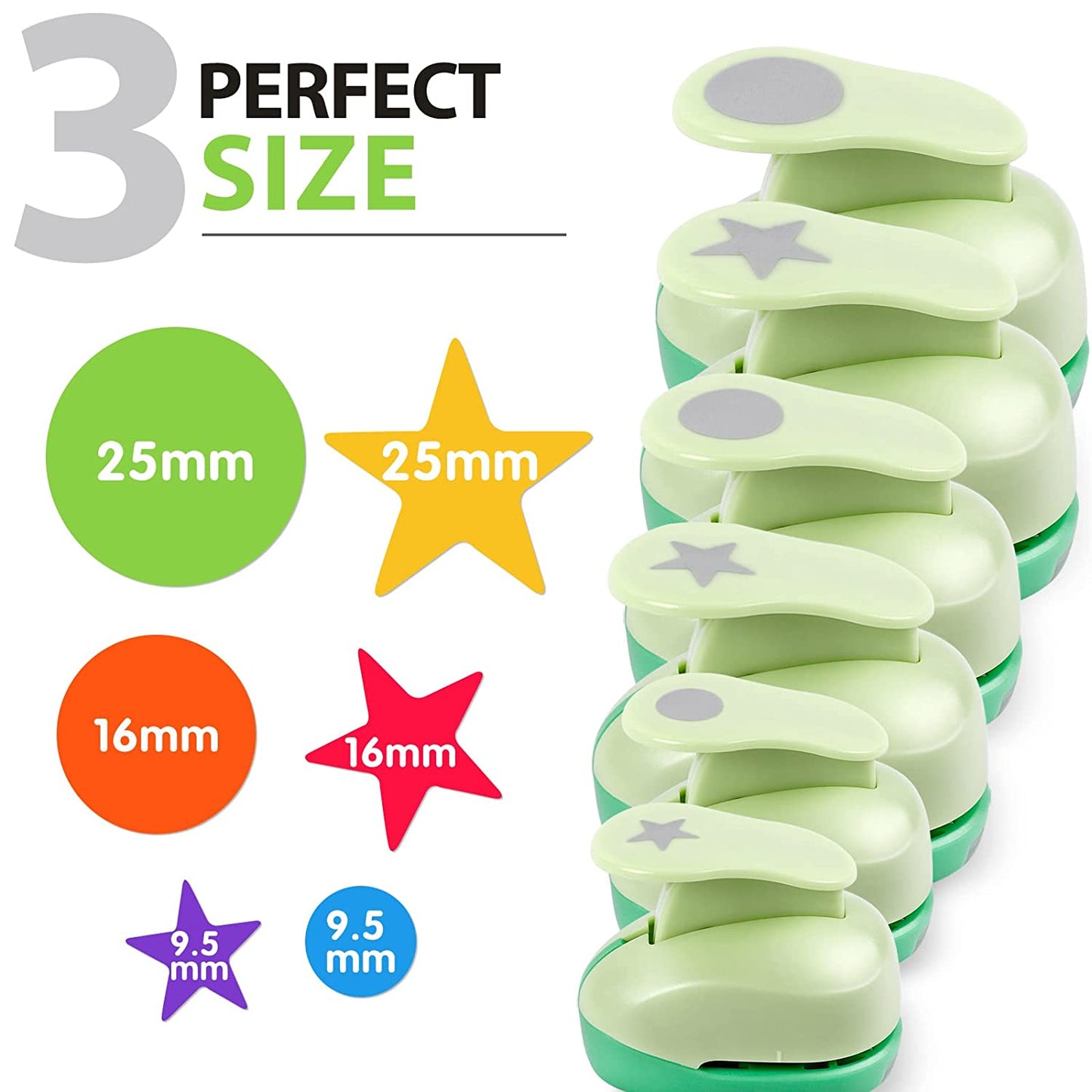 UCEC 6 Pcs Craft Hole Punch, 1-Inch Paper Puncher Handmade Hole Scrapbooking Punches, Different Shape Crafting Designs for Kindergarten Teacher Office Supplies Kids