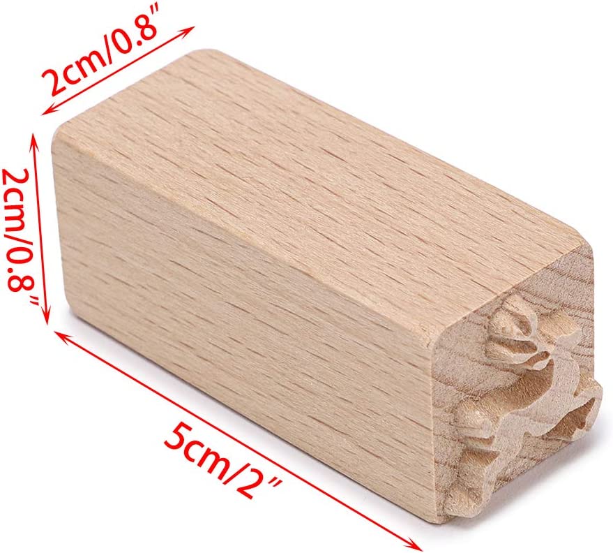 OWNMY Set of 16 Clay Modeling Pattern Stamp Kit, Wooden Clay Pottery Stamps Pottery Tool Wood Block Stamp, Clay Rolling Pin Textured Hand Roller Wooden Handle Pottery Tools Set