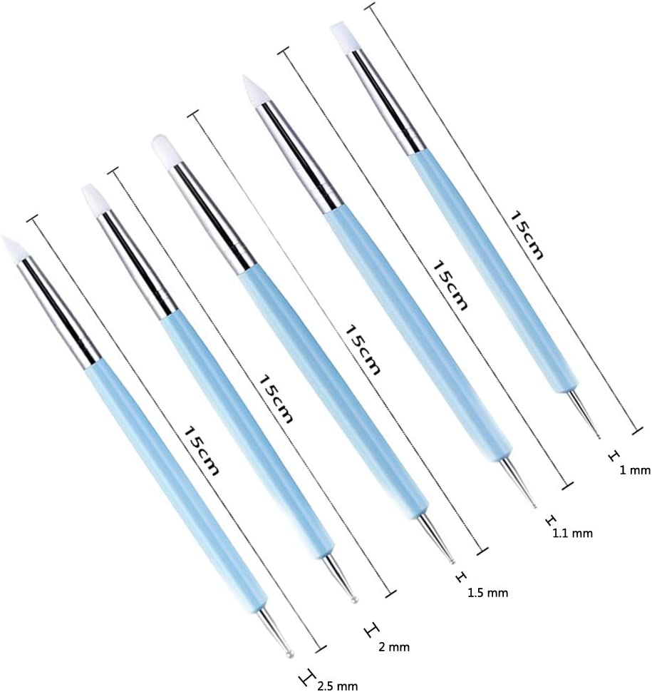 Ecjiuyi 9PCS Sculpting Tools,4PCS Double-Ended Metal Ceramic Clay Ball Stylus Dotting Tools and 5PCS 2 Way Silicone Polymer and Embossin Paper Flower Indentation Tool Set