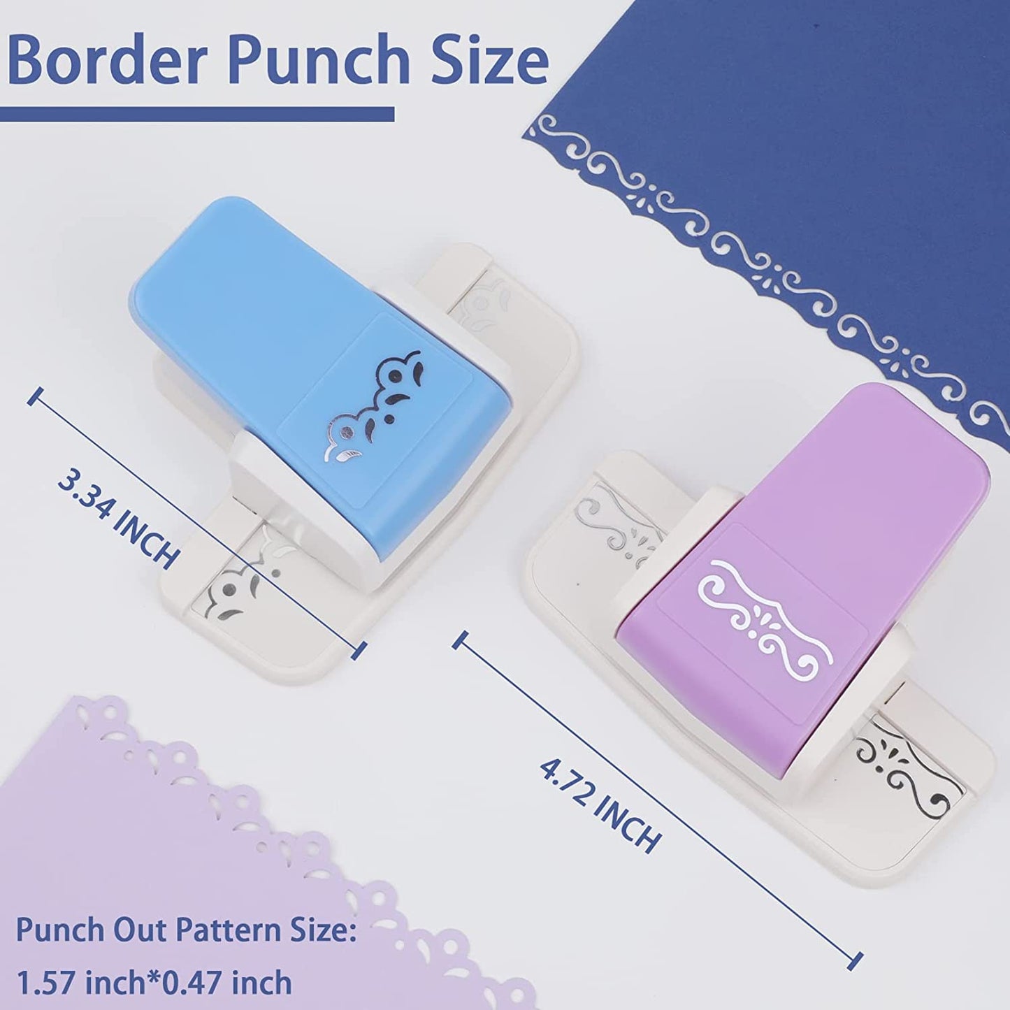 PRENDI 2 Pieces Border Punch for Paper Crafts Fancy Punches Scrapbooking Cards DIY Craft and Wedding Invitations