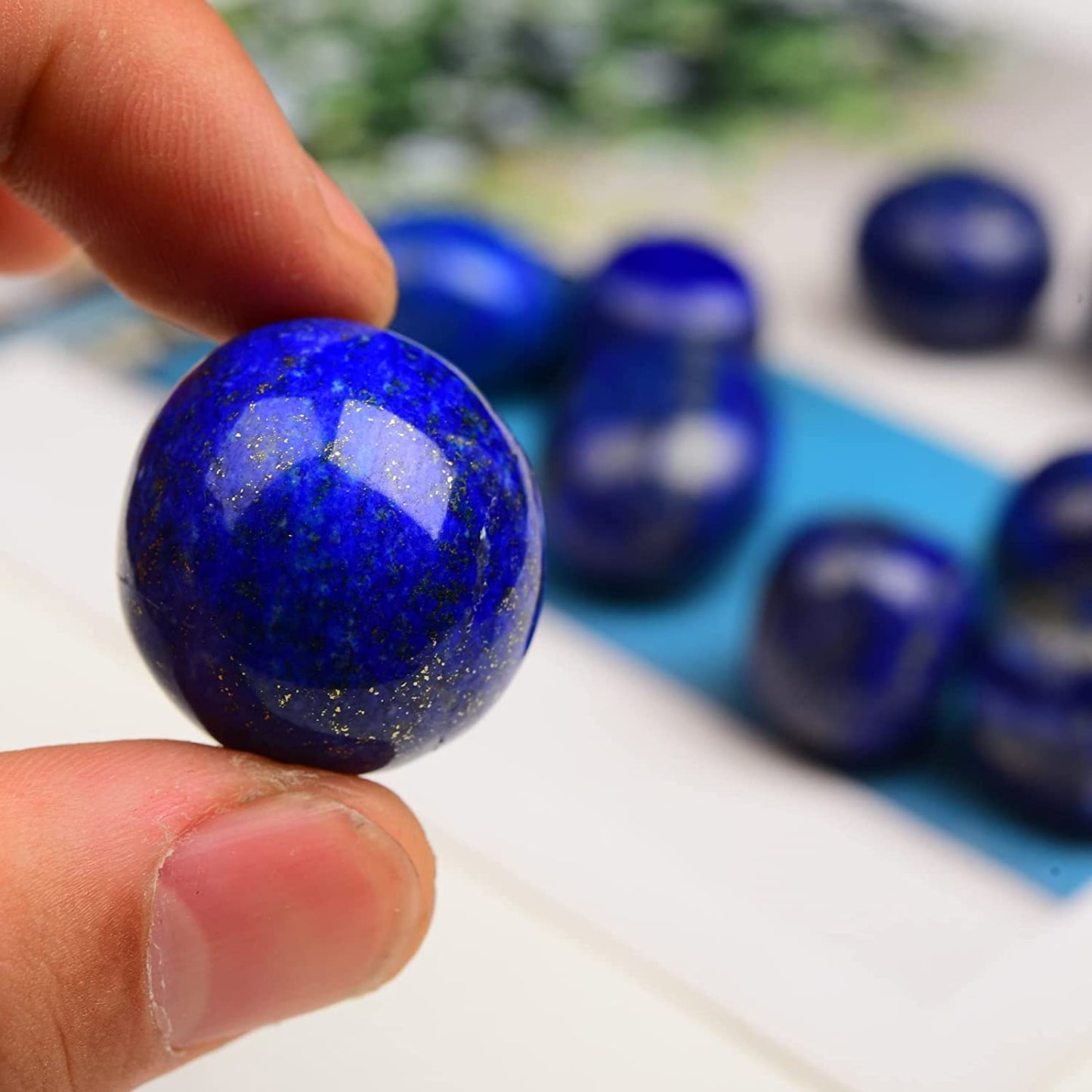 Ainuosen 1LB Natural Polished Tumbled Lapis Lazuli Crystals Stones 0.8-1.2 inch