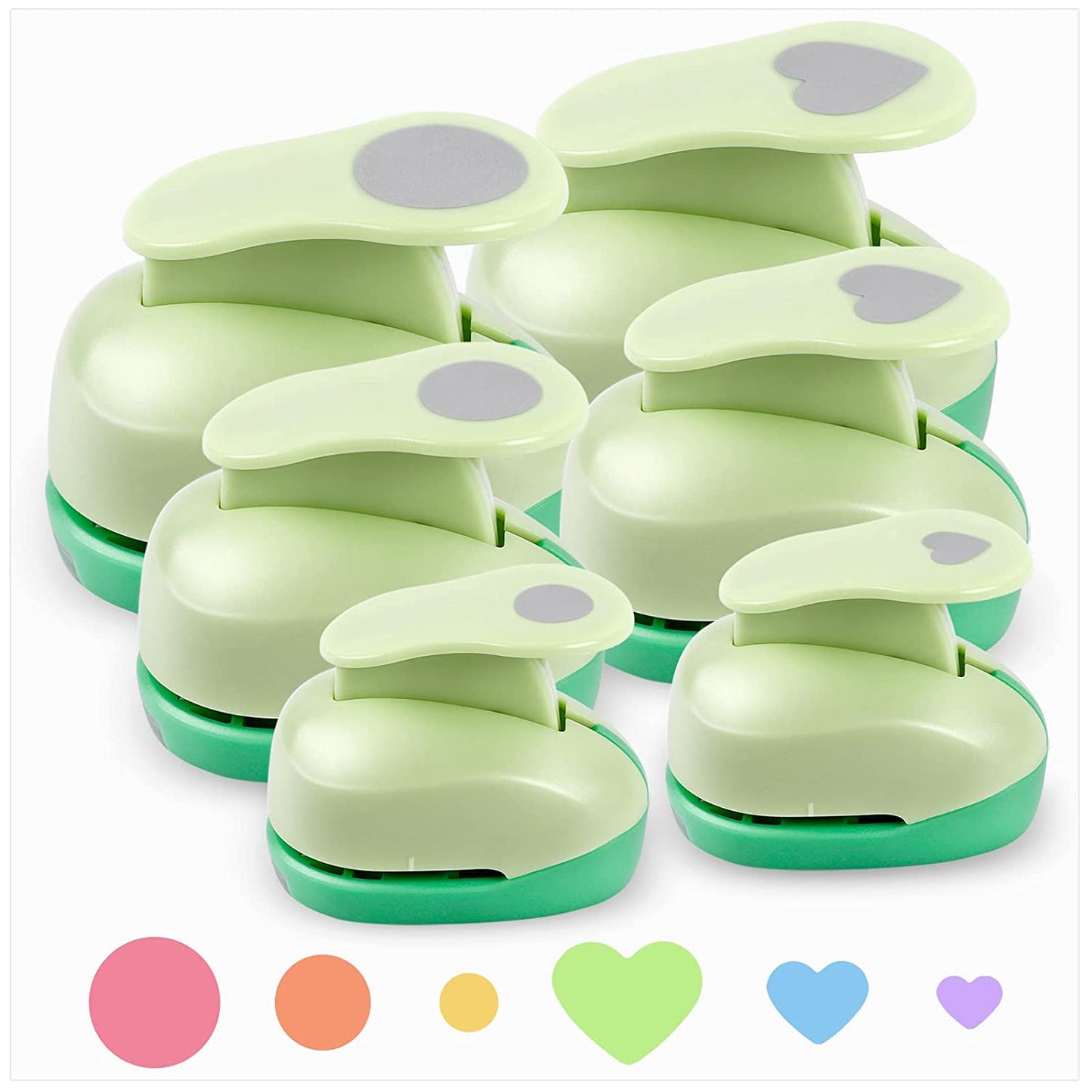 UCEC 6 Pcs Craft Hole Punch, 1-Inch Paper Puncher Handmade Hole Scrapbooking Punches, Different Shape Crafting Designs for Kindergarten Teacher Office Supplies Kids
