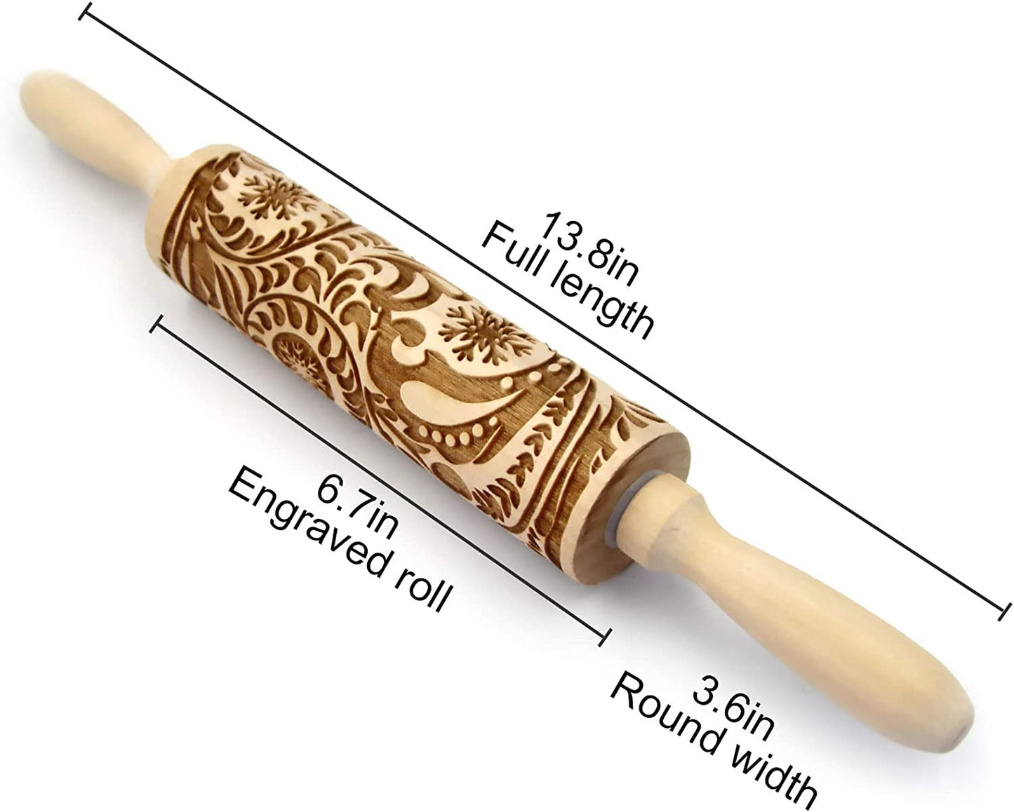 ARTEZA embossed / Patterned rolling pin,Engraved rolling pin, 3D Rolling Pin(Wisteria 1)