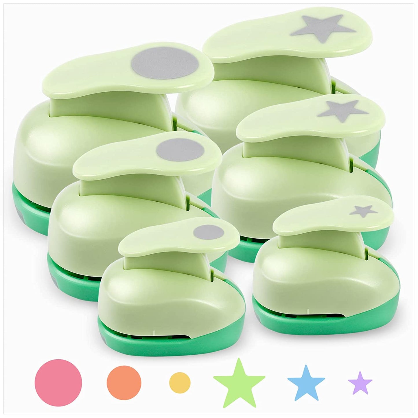 UCEC 6 Pcs Craft Hole Punch, 1-Inch Paper Puncher Handmade Hole Scrapbooking Punches, Different Shape Crafting Designs for Kindergarten Teacher Office Supplies Kids