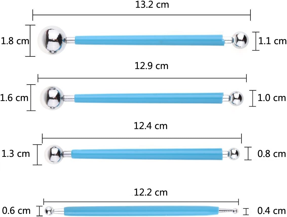Ecjiuyi 9PCS Sculpting Tools,4PCS Double-Ended Metal Ceramic Clay Ball Stylus Dotting Tools and 5PCS 2 Way Silicone Polymer and Embossin Paper Flower Indentation Tool Set