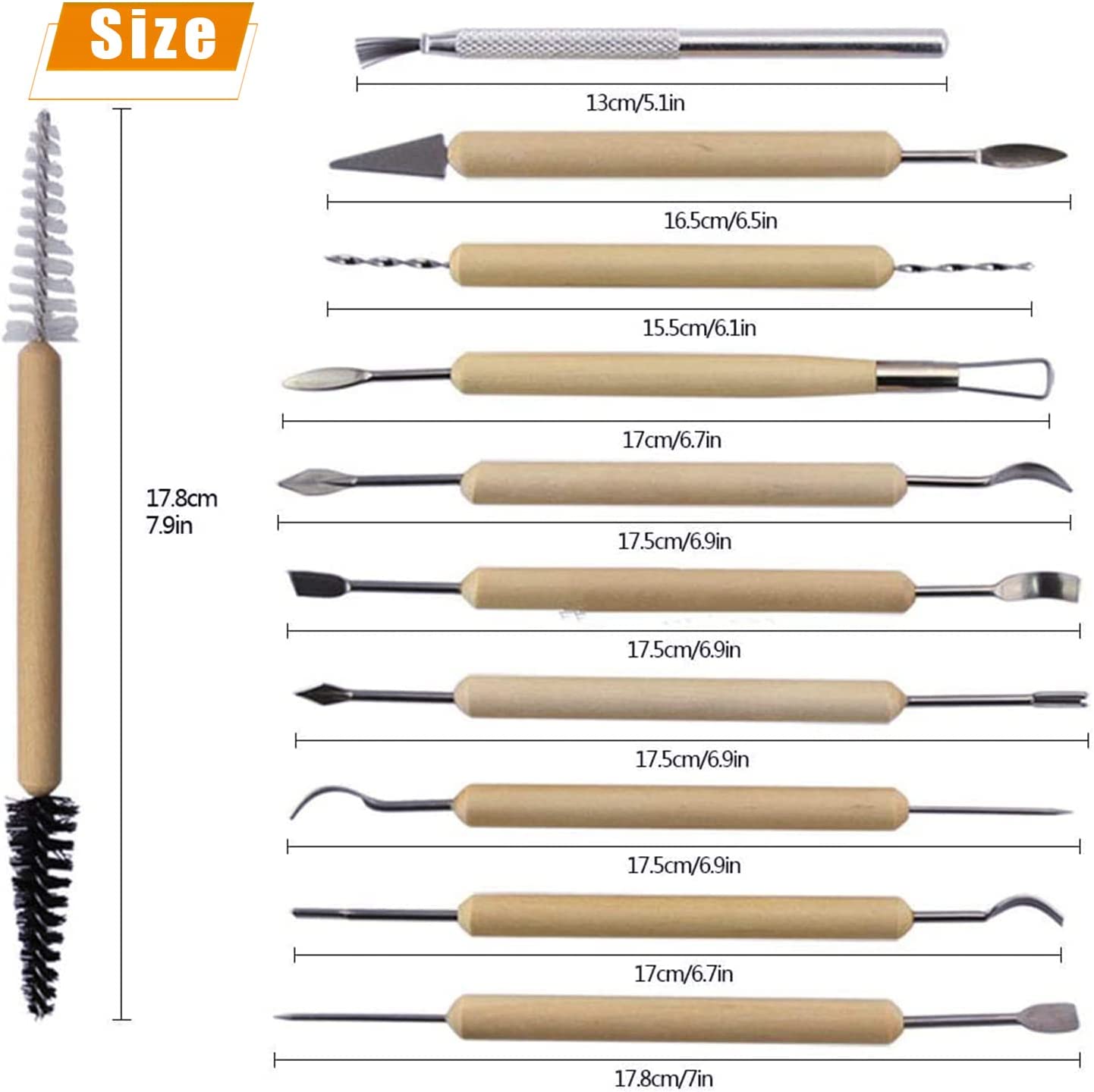 11Pcs Pottery Clay Sculpting Tools Polymer Clay Tools ,Double-Ended, Polymer Ceramic Embossing