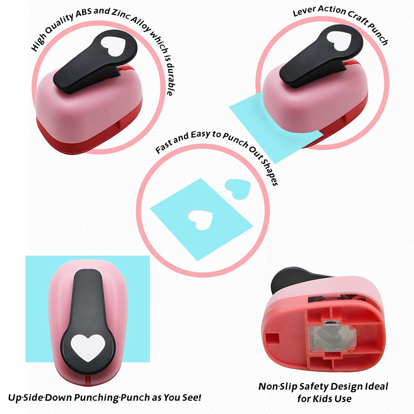 ARC Hole Punch Shapes,Single Hole Punch, 6PCS Hole Puncher for Crafts Scrapbook Punches, Star Hole Punch, Heart Hole Punch
