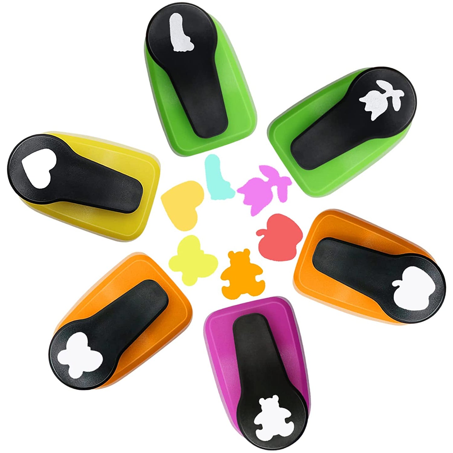 Paper Punches, 1 inch Hole Punch,Heart Paper Punch, 6pcs Hole Punch Set, Flower Paper Punch, For Scrapbooking