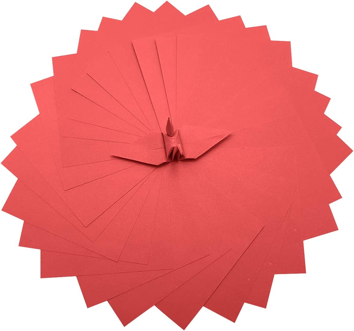 100 Origami Paper Double Sided Color Red 3x3 inches Square Easy Fold Paper for Folding Paper, Origami Cranes, Scrapbook Paper (#S16 Red)
