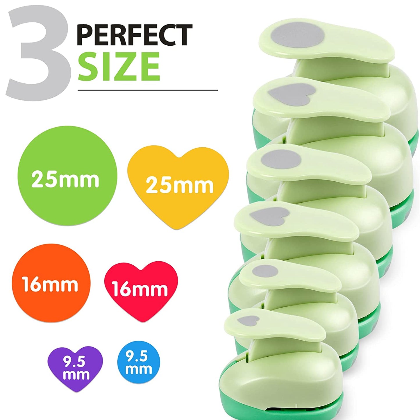 UCEC 6 Pcs Craft Hole Punch, 1-Inch Paper Puncher Handmade Hole Scrapbooking Punches, Different Shape Crafting Designs for Kindergarten Teacher Office Supplies Kids