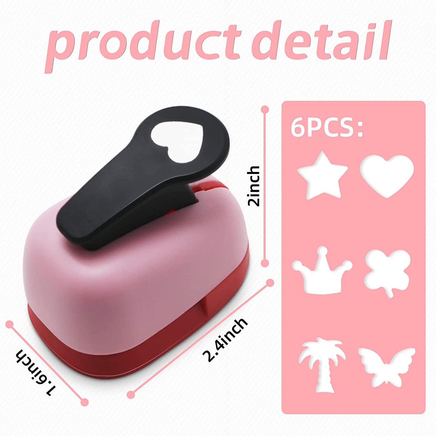 ARC Hole Punch Shapes,Single Hole Punch, 6PCS Hole Puncher for Crafts Scrapbook Punches, Star Hole Punch, Heart Hole Punch