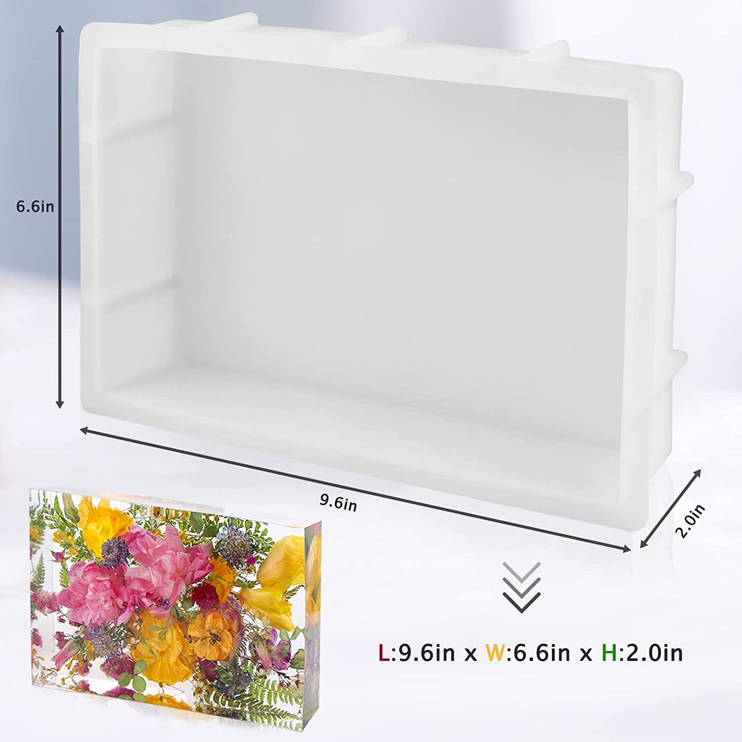 MARKOO Large Silicone Bookends Resin Molds, Rectangle Silicone Resin Molds for Resin Casting, Epoxy Resin Molds for Flowers Preservation, Resin Art, DIY Wedding, Valentine