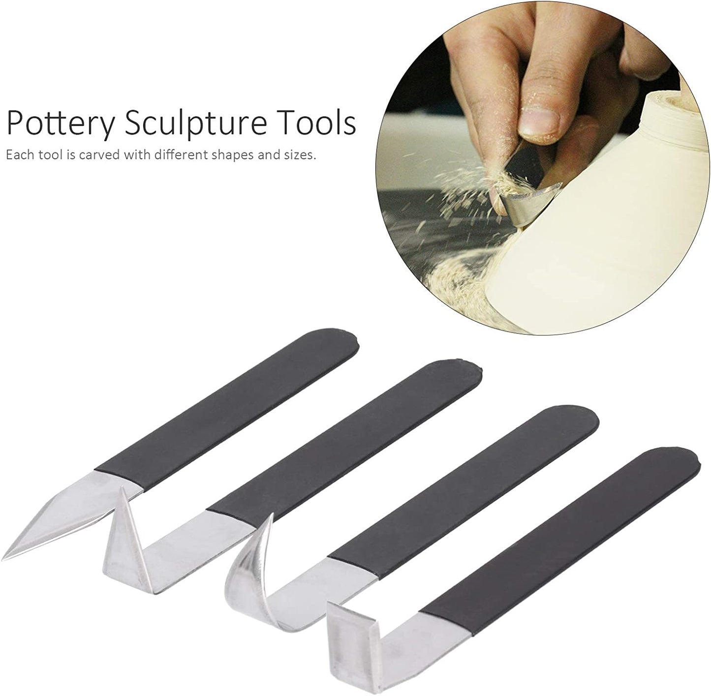 4Pcs Pottery Clay Sculpture Carving Tools Set, Trimming Knife Hand-Made Clay Art Craft Modelling Carving for Clay Pottery, Sculpture