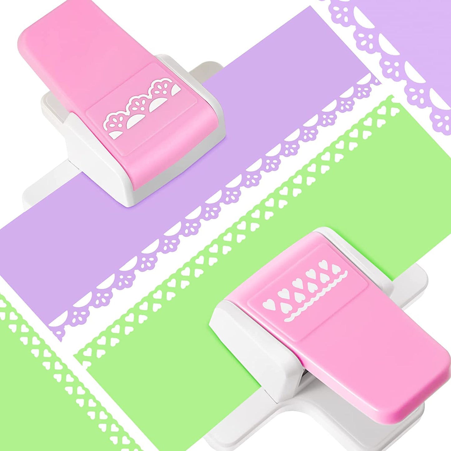 2 Pcs Paper Punch Border Craft Fancy Punches Flower Embossing Punch for Card Making Handmade Cutter DIY Gift Card Puncher for Scrapbooking Die Cut Wedding Cards Crafting(Sweet Style)