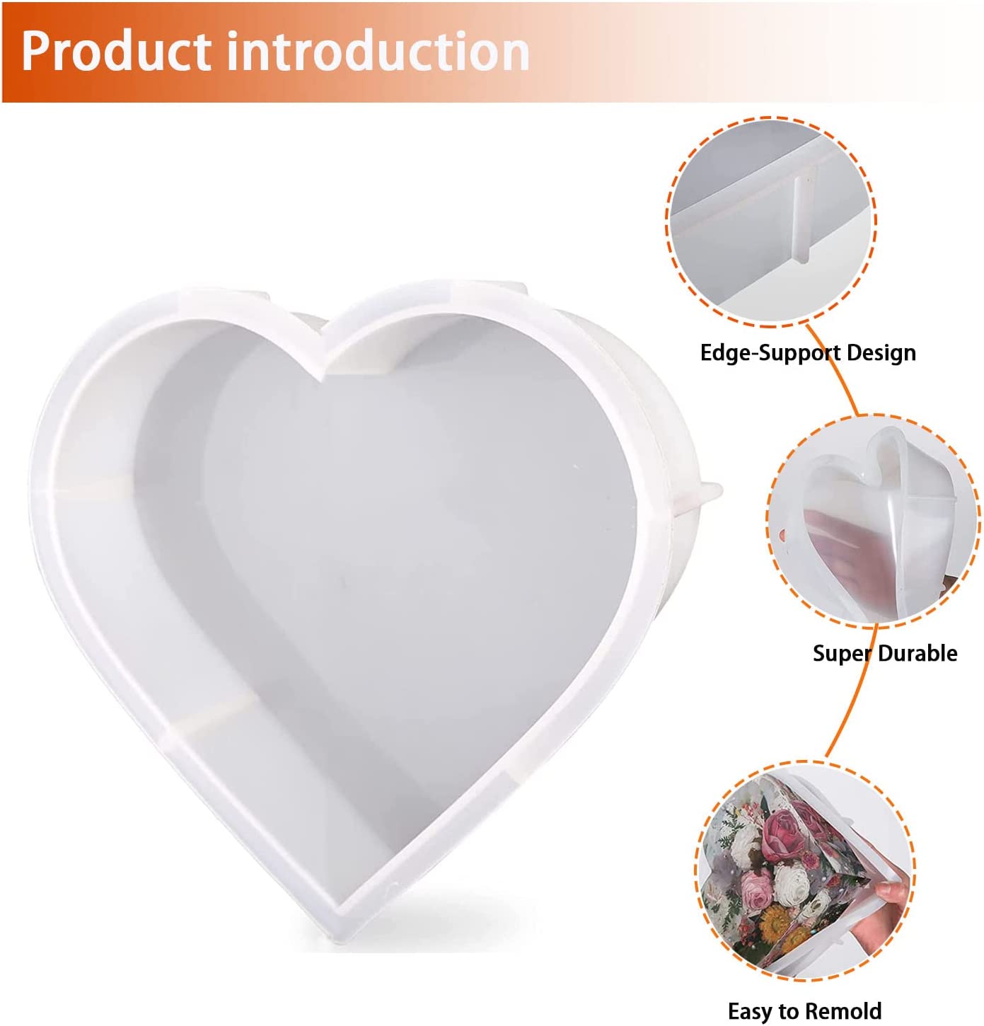 Large Silicone Molds for Resin, Resin Heart Molds 7.3'' x 8.3“x 2'', Deep Epoxy Resin Molds for Flowers Preservation,Resin Art, Resin Casting DIY Mold for Wedding,Valentine, Anniversary