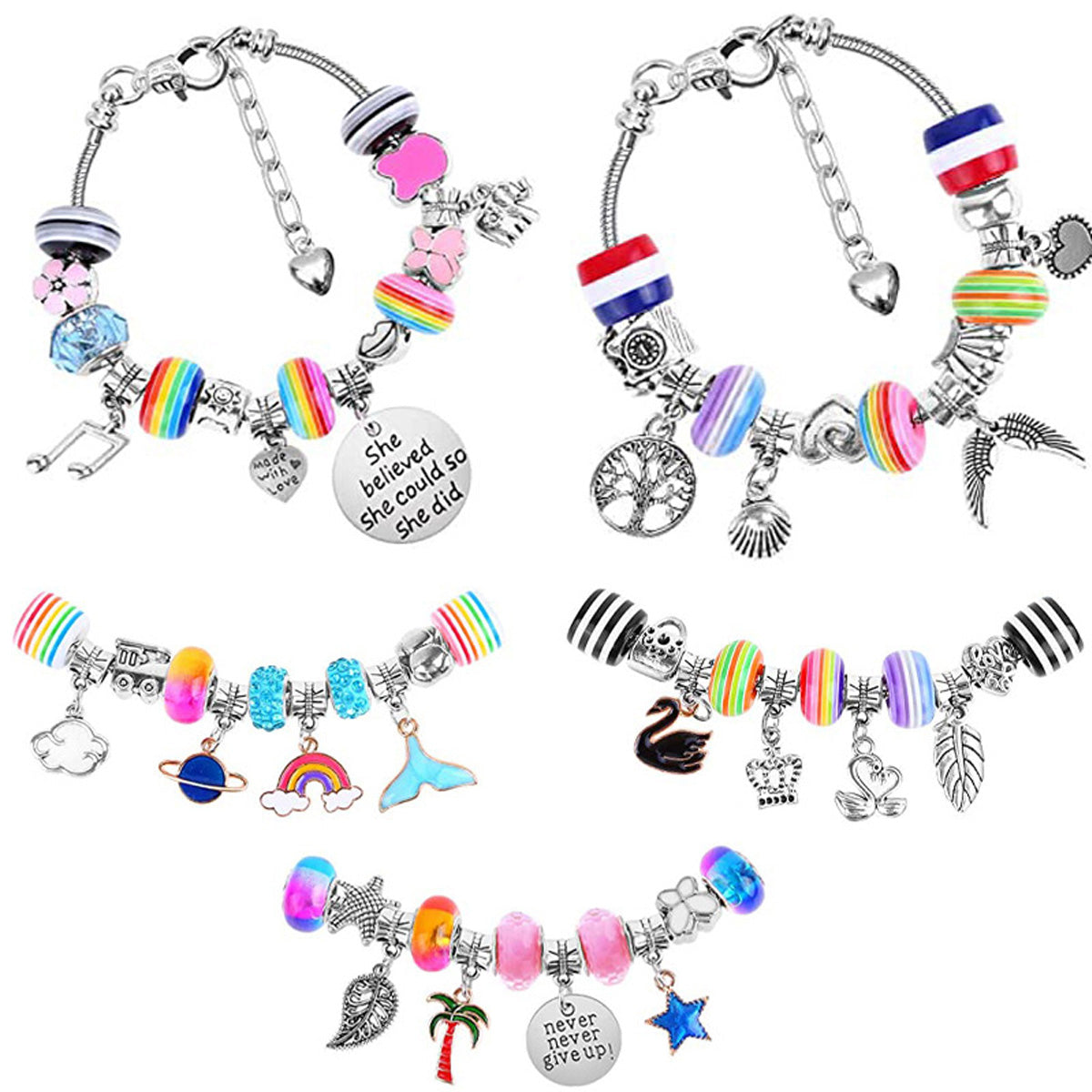Charm Bracelet Making Kit for Girls Teens 85Pcs Jewelry Making Kit with Bracelet Beads Jewelry Charms Arts