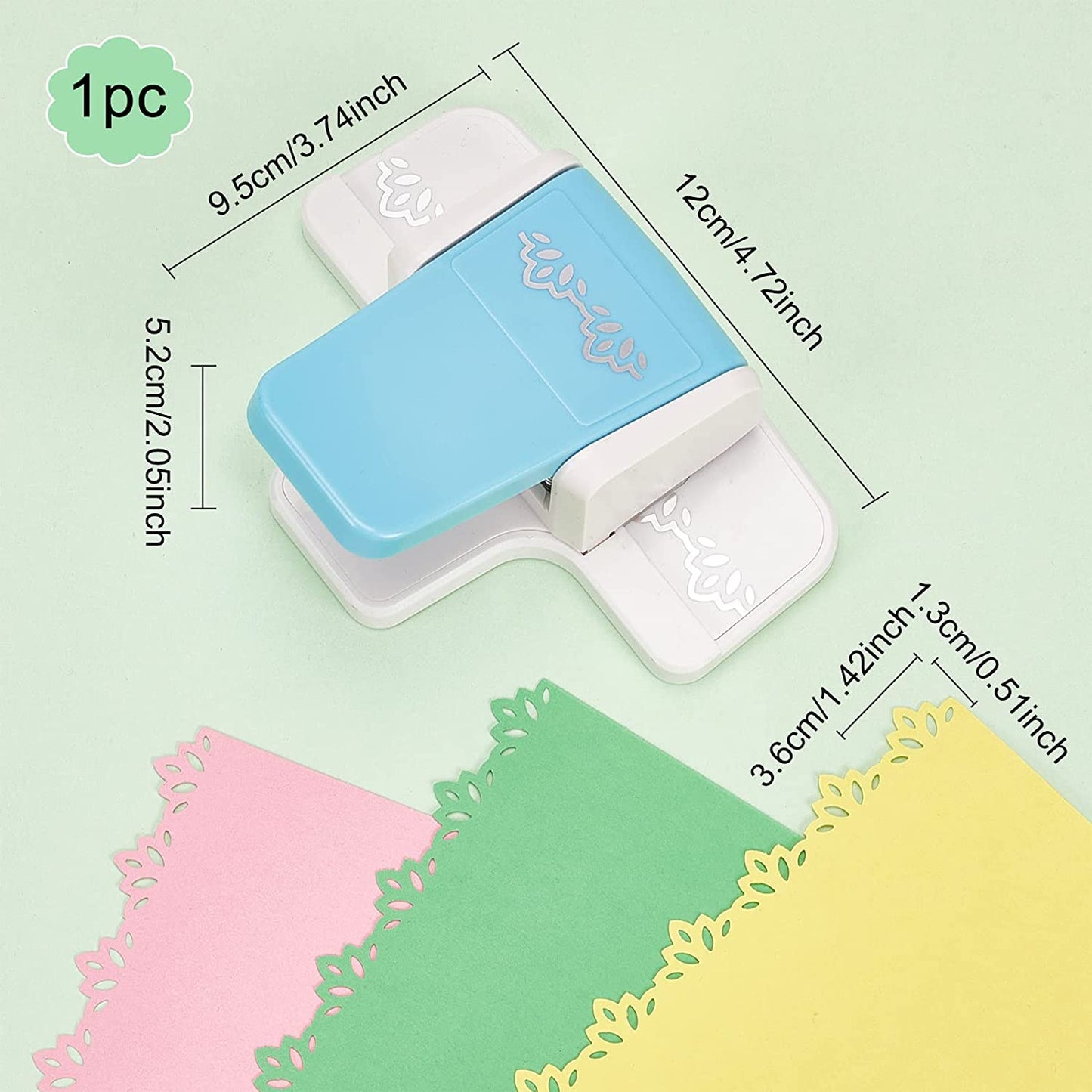 FINGERINSPIRE Green Paper Corner Punch Triangle Shape Flower Pattern Success Tools Corner Punch Paper Cutter Scrapbooking Supplies Punch for Crafts Card Making(5.3x3.8x2.5 inch)