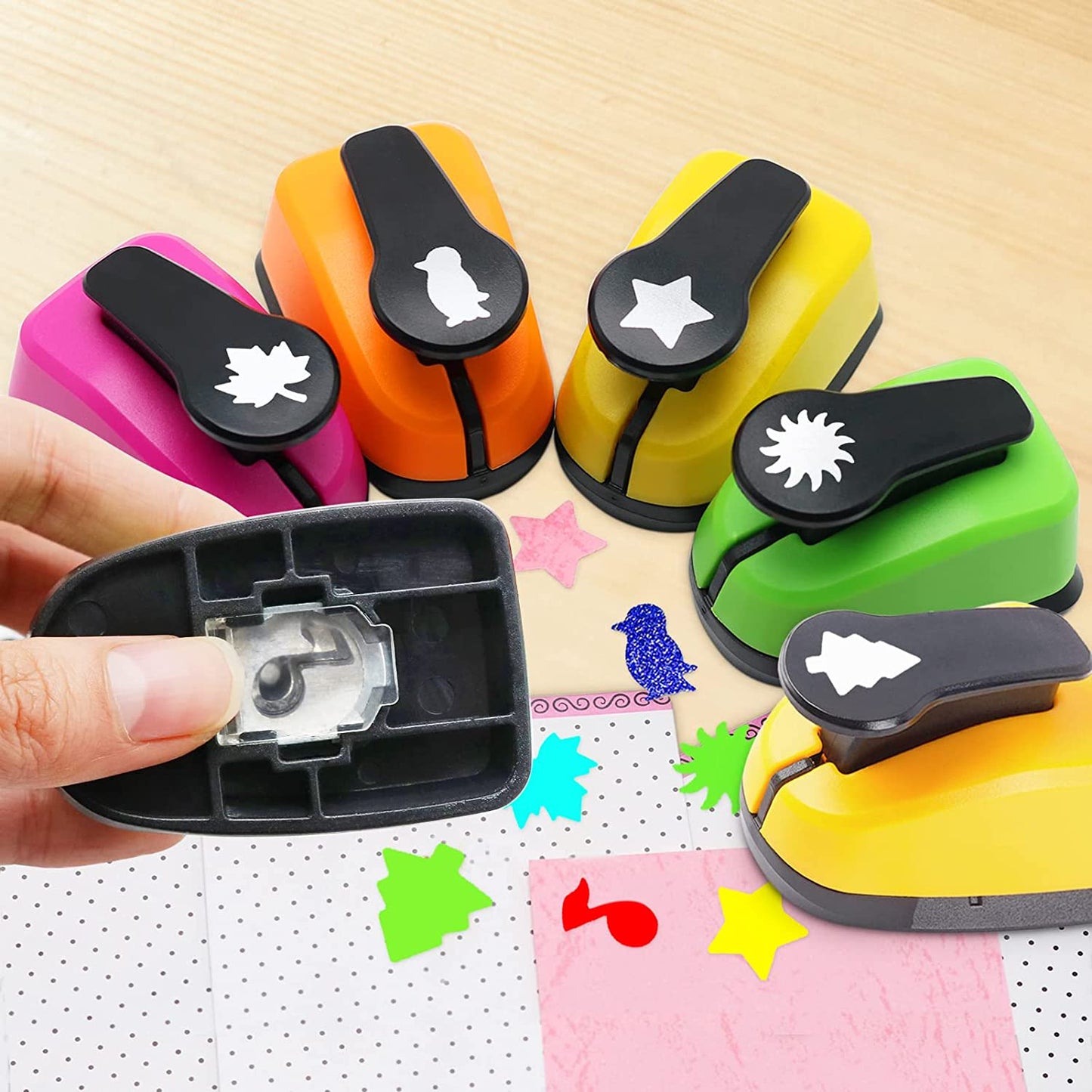 Paper Punches, 1 inch Hole Punch,Heart Paper Punch, 6pcs Hole Punch Set, Flower Paper Punch, For Scrapbooking