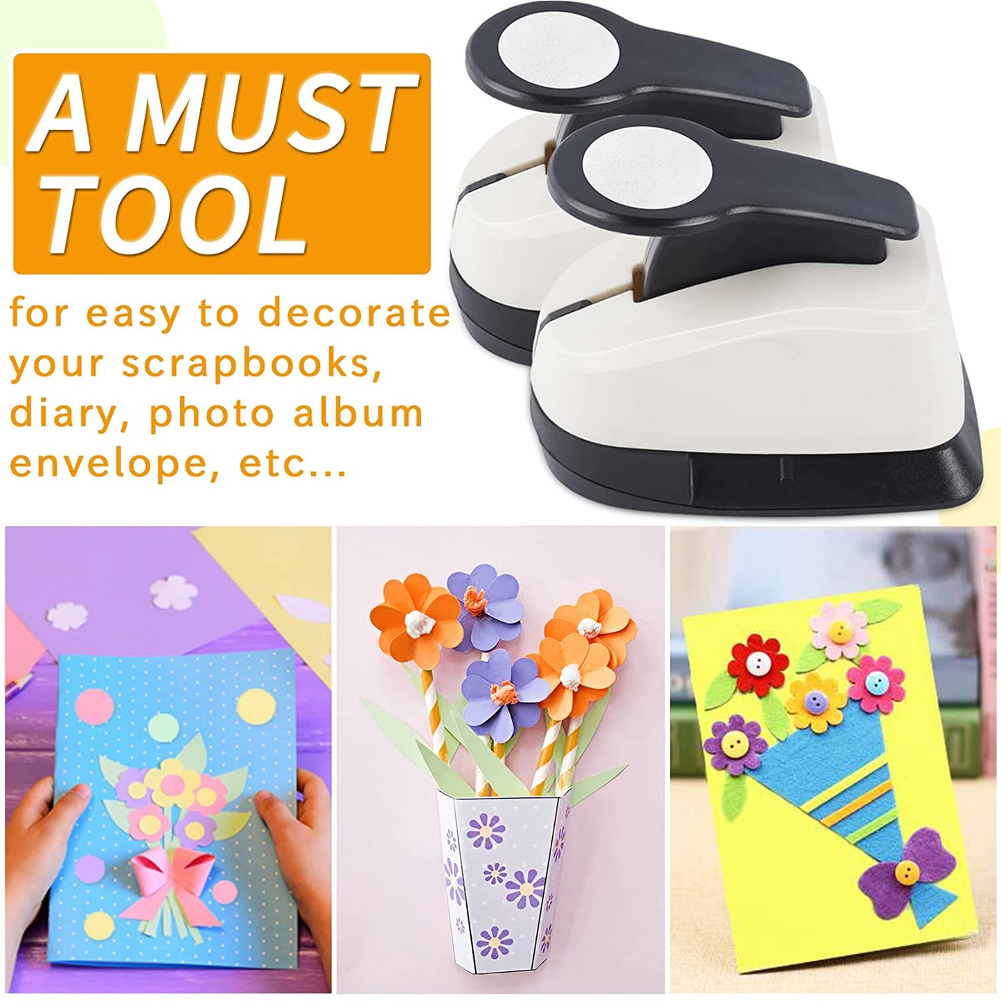 Paper Punches, 1 inch Hole Punch,Heart Paper Punch, 6pcs Hole Punch Set, Flower Paper Punch, For Scrapbooking