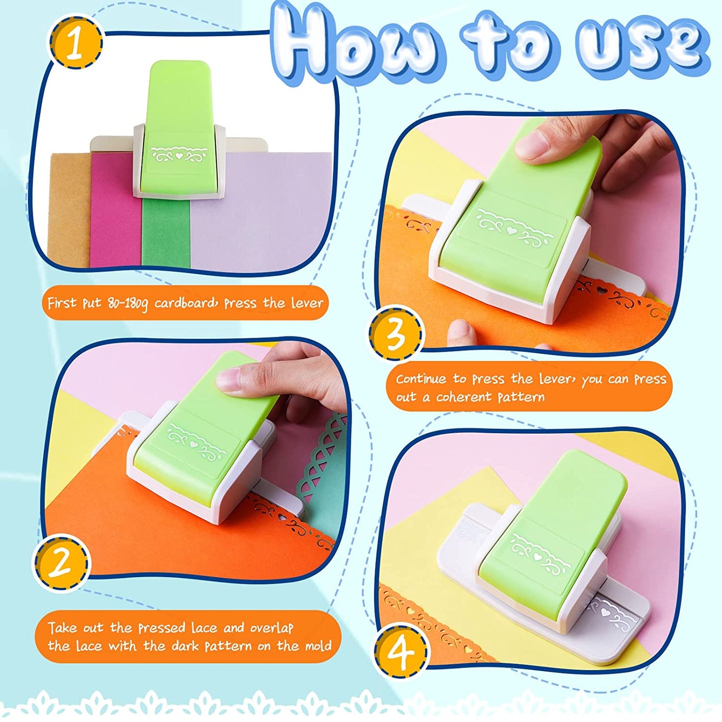 2 Pcs Paper Punch Border Craft Fancy Punches Flower Embossing Punch for Card Making Handmade Cutter DIY Gift Card Puncher for Scrapbooking Die Cut Wedding Cards Crafting(Sweet Style)