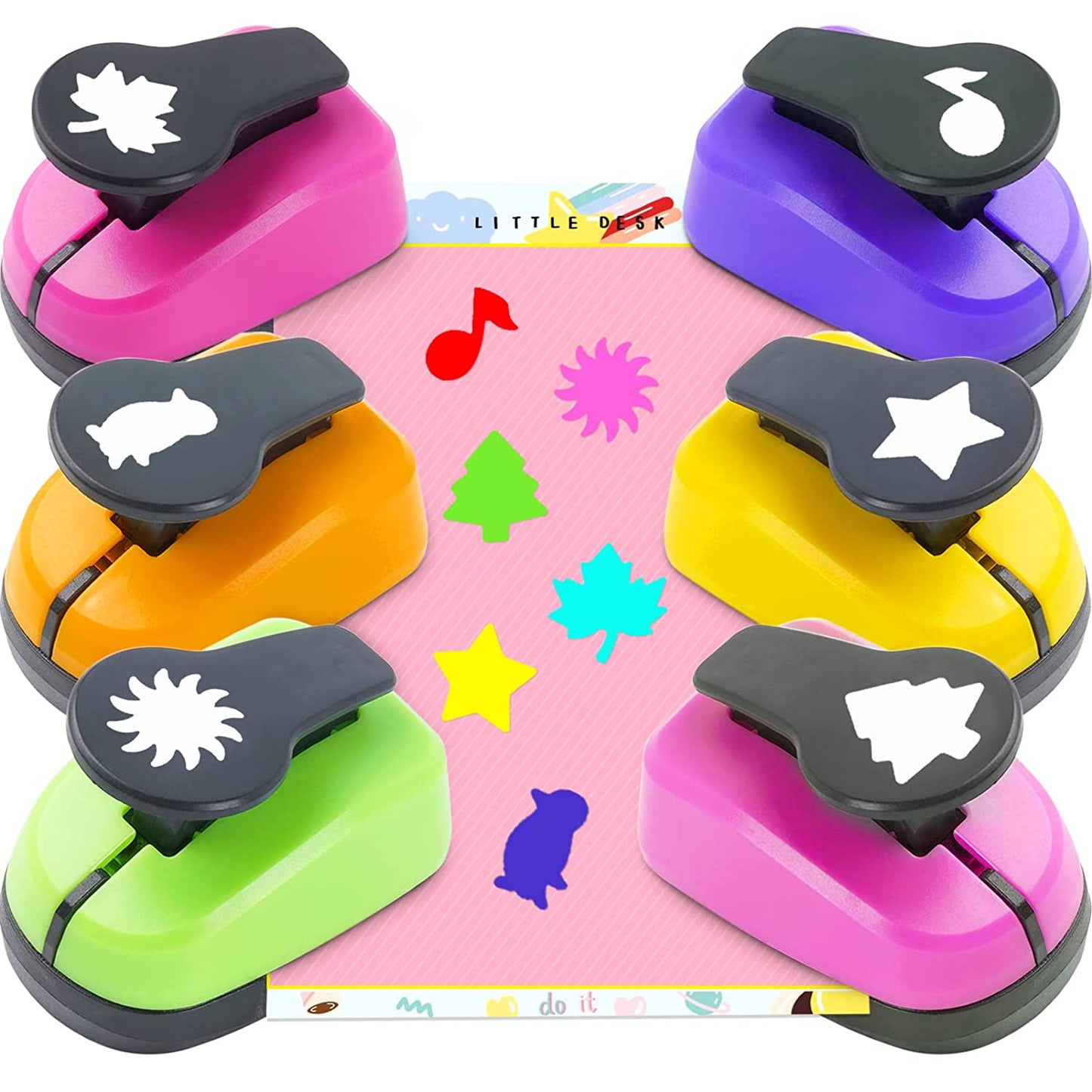 Paper Punches, 1 inch Hole Punch,Heart Paper Punch, 6pcs Hole Punch Set, Flower Paper Punch, For Scrapbooking