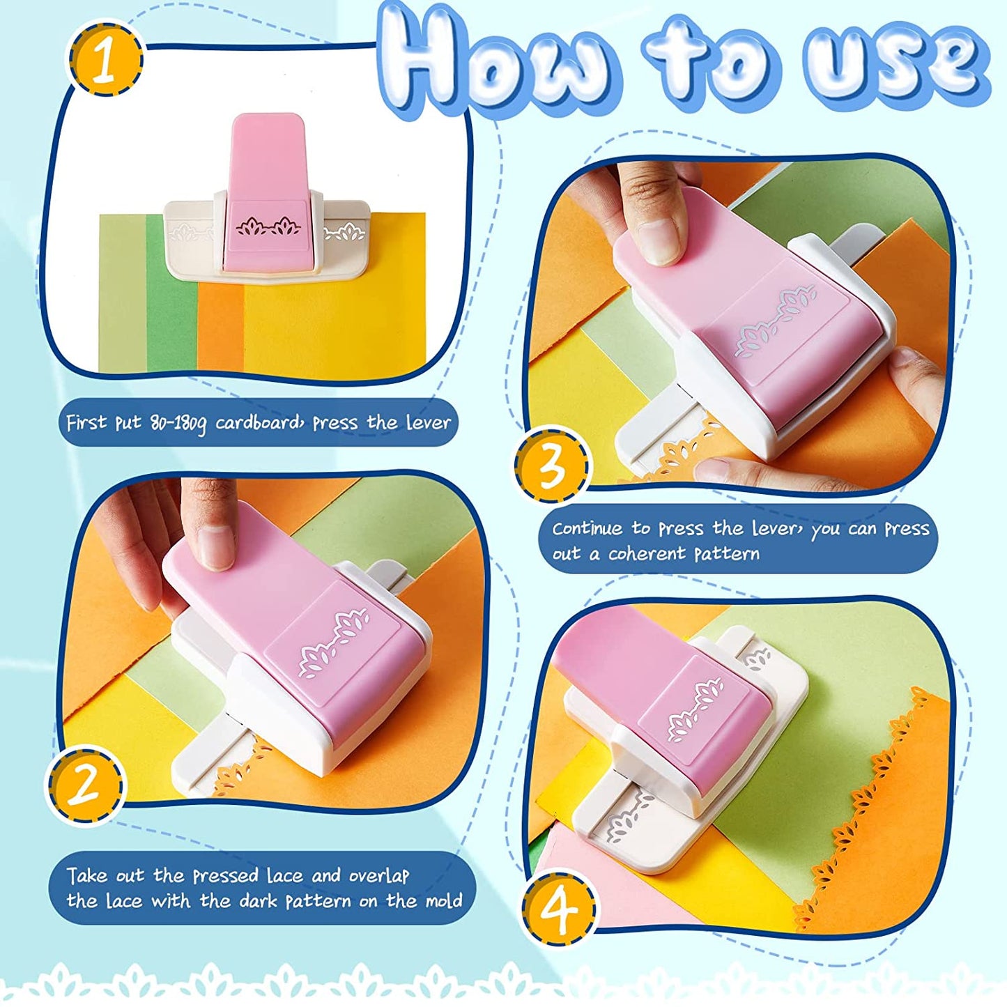 2 Pcs Paper Punch Border Craft Fancy Punches Flower Embossing Punch for Card Making Handmade Cutter DIY Gift Card Puncher for Scrapbooking Die Cut Wedding Cards Crafting(Sweet Style)