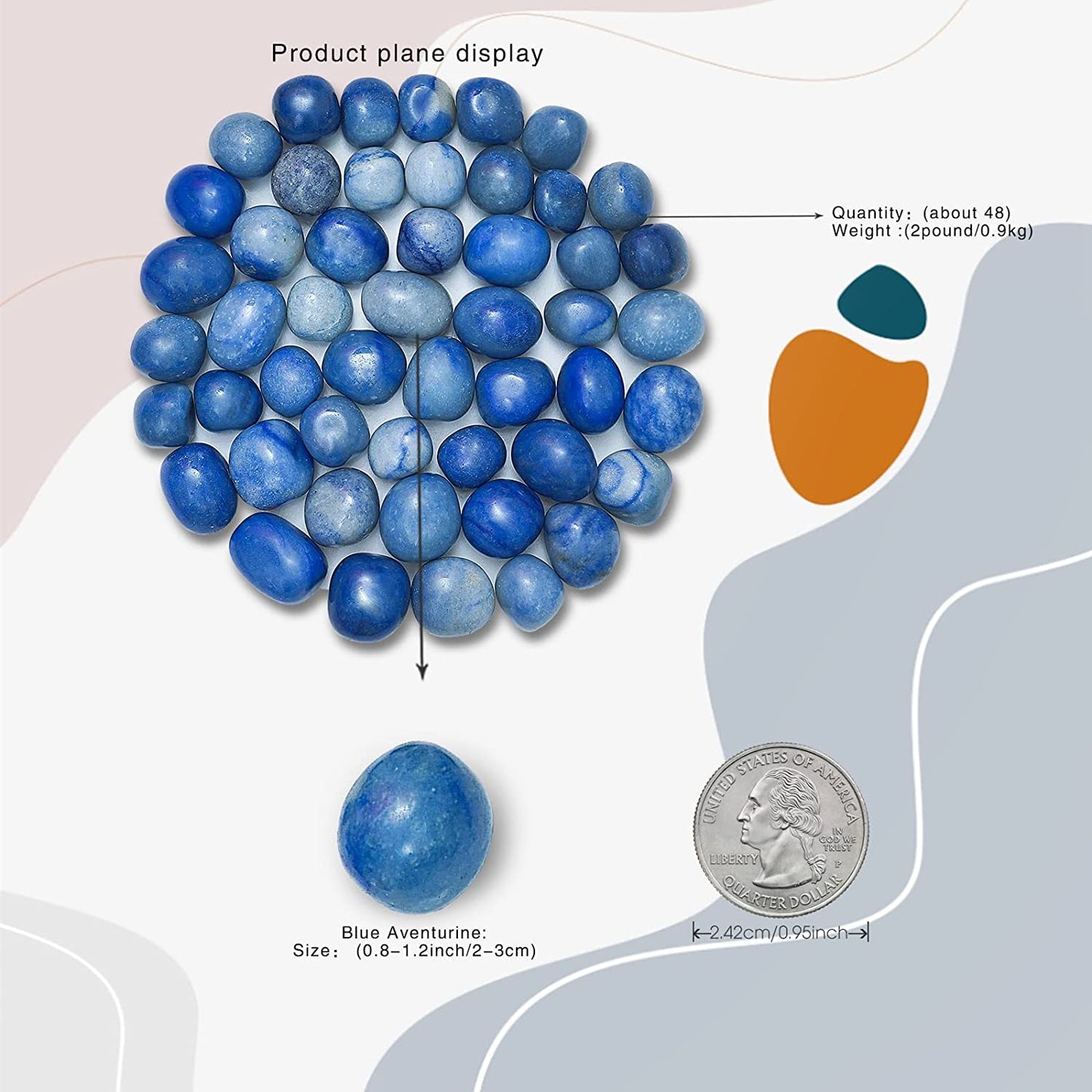 Ainuosen 1LB Natural Polished Tumbled Lapis Lazuli Crystals Stones 0.8-1.2 inch