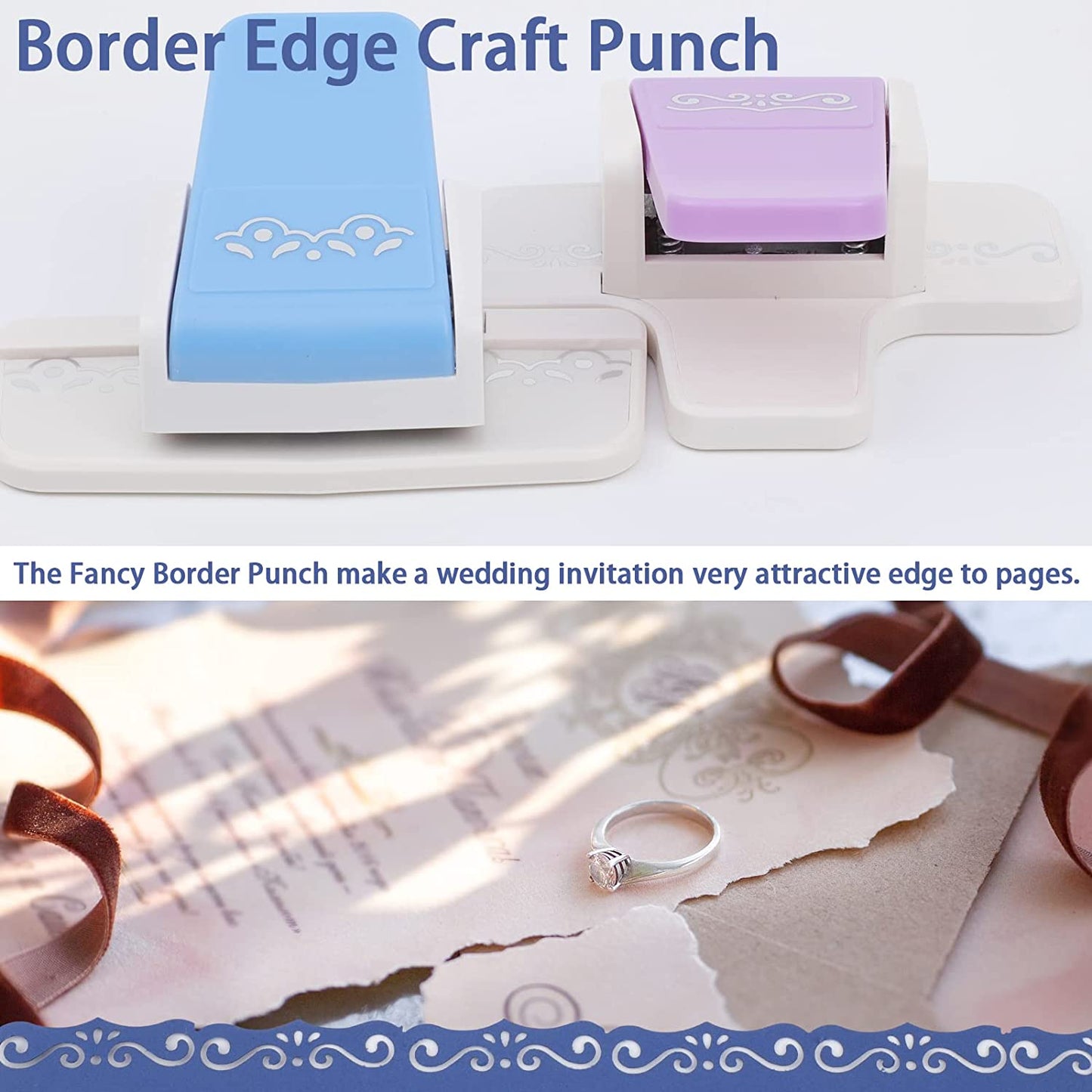 PRENDI 2 Pieces Border Punch for Paper Crafts Fancy Punches Scrapbooking Cards DIY Craft and Wedding Invitations