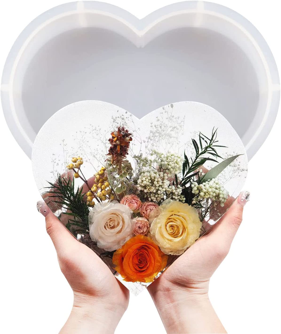 Large Silicone Molds for Resin, Resin Heart Molds 7.3'' x 8.3“x 2'', Deep Epoxy Resin Molds for Flowers Preservation,Resin Art, Resin Casting DIY Mold for Wedding,Valentine, Anniversary