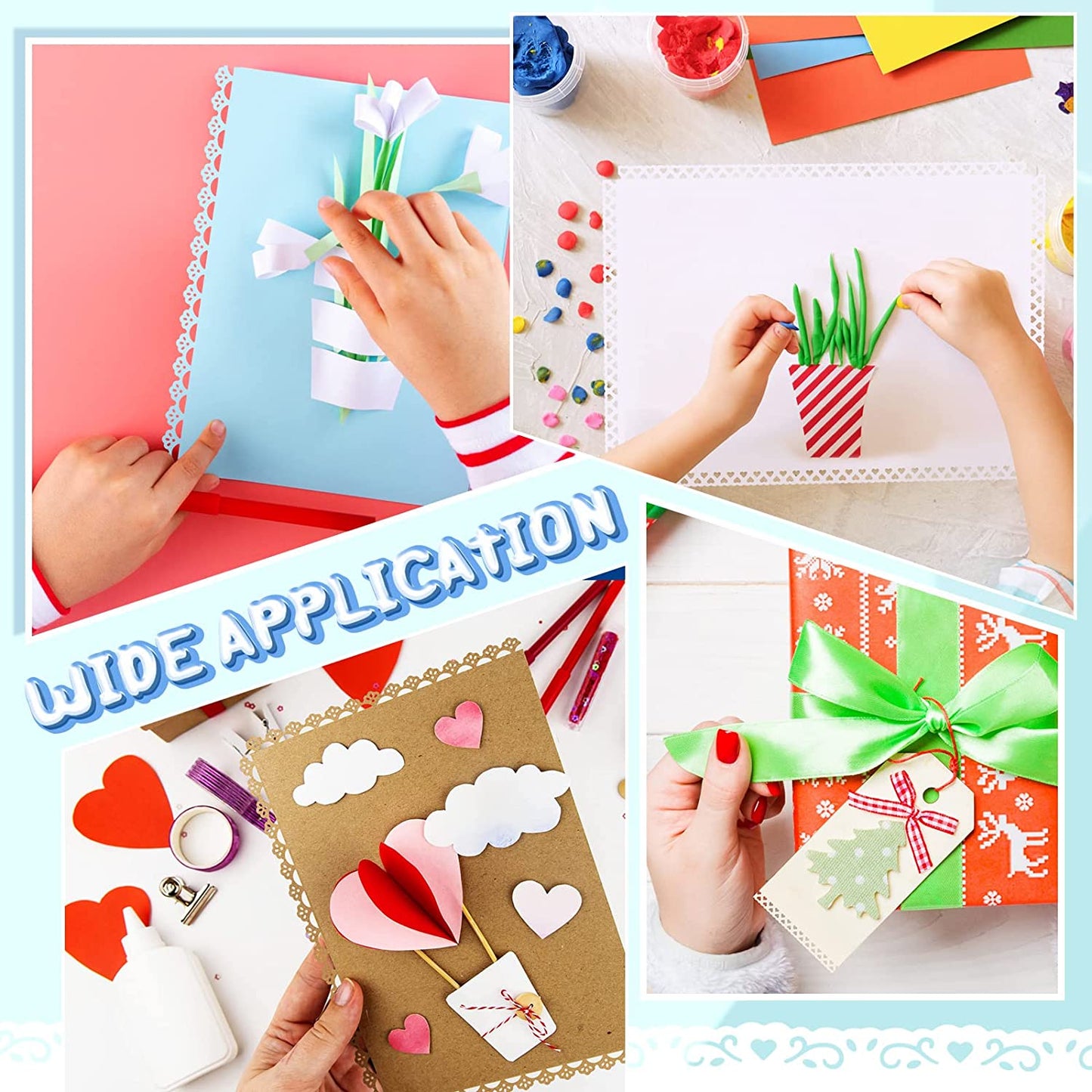 2 Pcs Paper Punch Border Craft Fancy Punches Flower Embossing Punch for Card Making Handmade Cutter DIY Gift Card Puncher for Scrapbooking Die Cut Wedding Cards Crafting(Sweet Style)