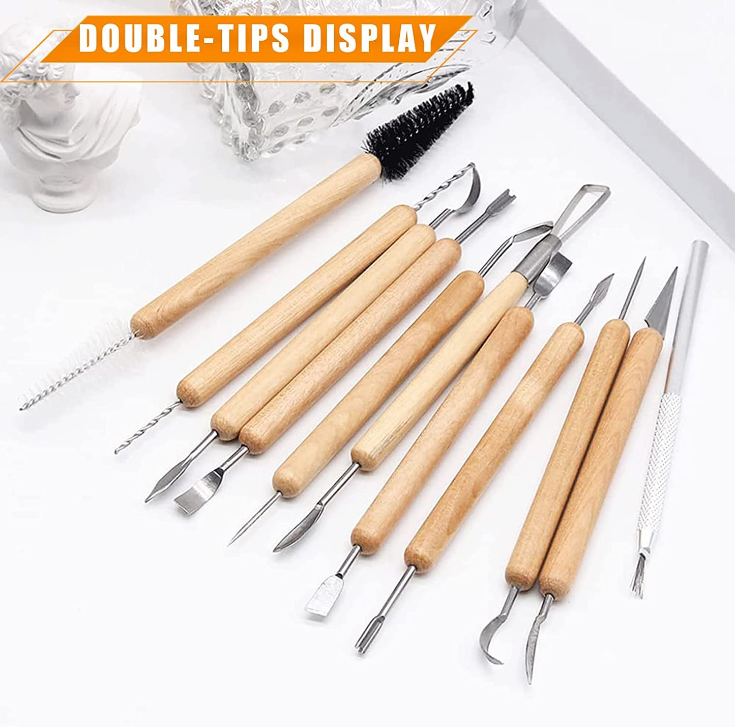 11Pcs Pottery Clay Sculpting Tools Polymer Clay Tools ,Double-Ended, Polymer Ceramic Embossing
